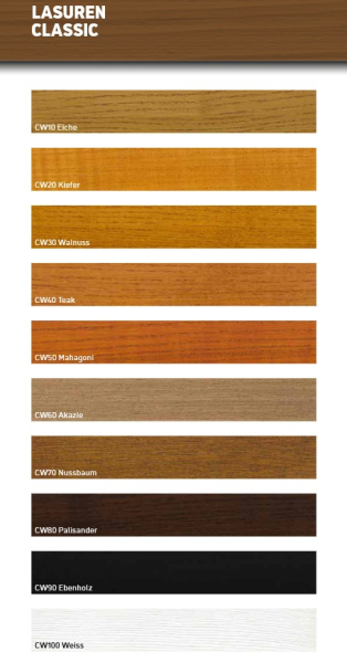 Capawood Solid Universallasur 2,5 Ltr. Standardfarbtöne und Bunt getönt